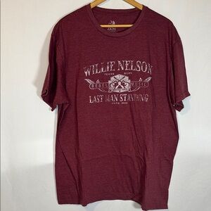 Willie Nelson Zion rootswear Men's Maroon Graphic T-Shirt size XL last man